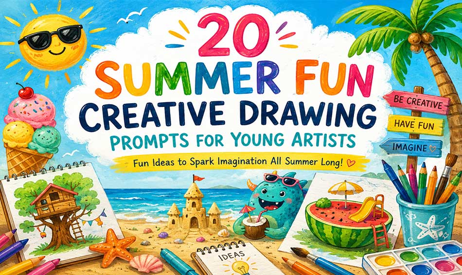 Creative Prompts: 20 Summer Fun Creative Drawing Prompts for Young Artists